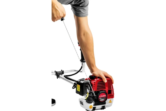 Триммер(2Т) бензин. ЗУБР КРБ-1300, 1.3кВт/1.7л.с, 43см?, диск+леска, неразборная штанга