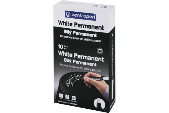 Маркер перманентный белый, пулевидный 2.5мм, Centropen Маркер перманентный белый, пулевидный 2.5мм, Centropen