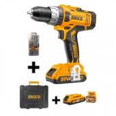 Шуруповерт аккум.INGCO CDLI2003,20В*2,0А/ч*2шт,55Н/м,0-450/0-1900о/мин