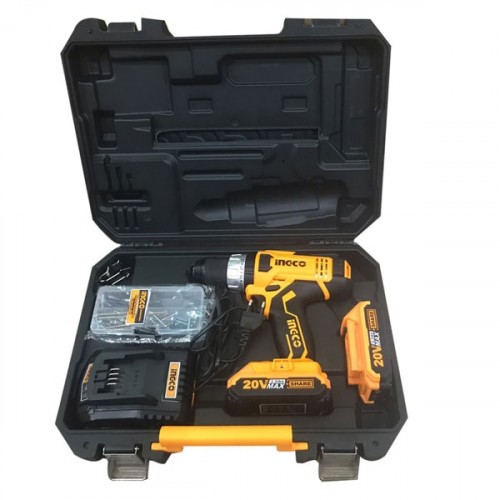 Шуруповерт аккум.INGCO CDLI2003,20В*2,0А/ч*2шт,55Н/м,0-450/0-1900о/мин