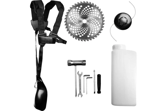 Триммер(2Т) бензин. STEHER BT-2500, 2.5кВт/3.3л.с, 52см?, диск+леска, неразборная штанга