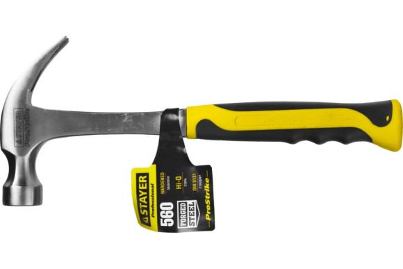 Молоток-гвоздодёр цельнометаллический с фибергласом 560г, STAYER
