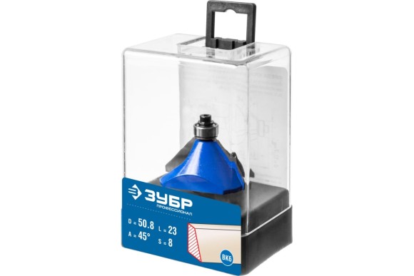 Фреза кромочная, калёвочная с подшипником 50,8*23ммподшип.12,7 мм.хвостовик 8мм ЗУБР Фреза кромочная, калёвочная с подшипником 50,8*23ммподшип.12,7 мм.хвостовик 8мм ЗУБР