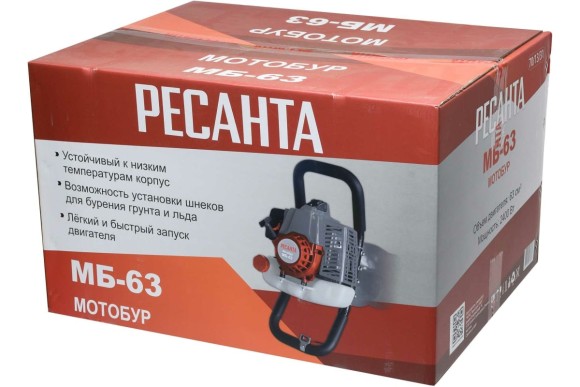 Мотобур МБ-63 Ресанта без шнека 3.2 л/с, d пос=20мм, 63см.куб. Мотобур МБ-63 Ресанта без шнека 3.2 л/с, d пос=20мм, 63см.куб.