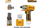 Винтовёрт INGCO CIRLI12015, 12В, 100Н*м, 1/4HEX, 2000об/мин, АКБ 2-шт (1.5А*ч) USB type-C Винтовёрт INGCO CIRLI12015, 12В, 100Н*м, 1/4HEX, 2000об/мин, АКБ 2-шт (1.5А*ч) USB type-C