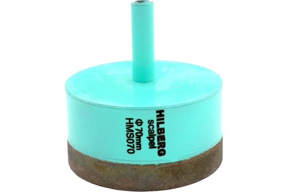 Коронка алмазная по керамограниту 70мм, кромка 1мм, цилиндрический хвостовик, мокрый, HILBERG Коронка алмазная по керамограниту 70мм, кромка 1мм, цилиндрический хвостовик, мокрый, HILBERG