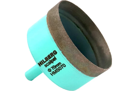 Коронка алмазная по керамограниту 70мм, кромка 1мм, цилиндрический хвостовик, мокрый, HILBERG Коронка алмазная по керамограниту 70мм, кромка 1мм, цилиндрический хвостовик, мокрый, HILBERG