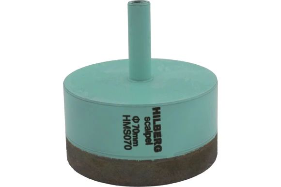 Коронка алмазная по керамограниту 70мм, кромка 1мм, цилиндрический хвостовик, мокрый, HILBERG Коронка алмазная по керамограниту 70мм, кромка 1мм, цилиндрический хвостовик, мокрый, HILBERG