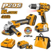 Набор шуруповёрт+УШМ аккум.INGCO CKLI6015,20В*4А/ч*2шт,60Н/м,отрезной диск+сумка
