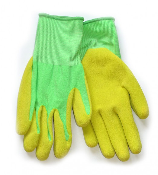 Перчатки AOI WORKS  A-204 вязан. зелён/жёлт.облив ладонь размер- LL