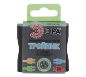 Тройник ,4 роз.без заземлением 3,5кВт(16А),Чёрный ЭРА Тройник ,4 роз.без заземлением 3,5кВт(16А),Чёрный ЭРА