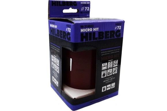 Коронка алмазная по железобетону 72 х 70мм, М16/HEX, микроудар, сухой/мокрый, HILBERG Коронка алмазная по железобетону 72 х 70мм, М16/HEX, микроудар, сухой/мокрый, HILBERG