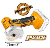 Шлифмашина угловая аккум. INGCO CAGLI7601, 76х10мм, 20В, 19500об/мин, без АКБ и ЗУ, в коробке Шлифмашина угловая аккум. INGCO CAGLI7601, 76х10мм, 20В, 19500об/мин, без АКБ и ЗУ, в коробке