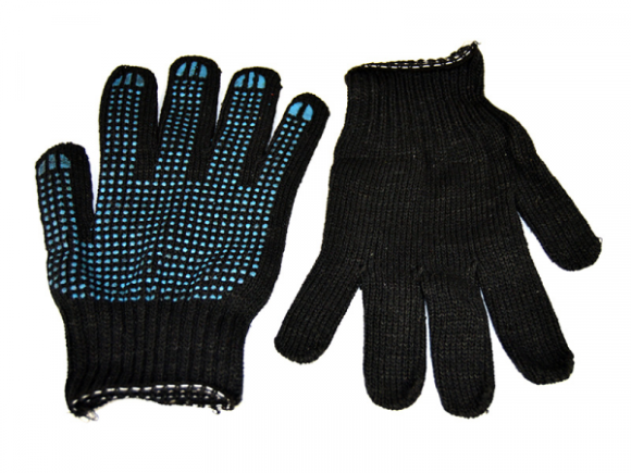Перчатки чёрные х/б, с точкой ПВХ, 10 класс, 5 нитей, Иваново