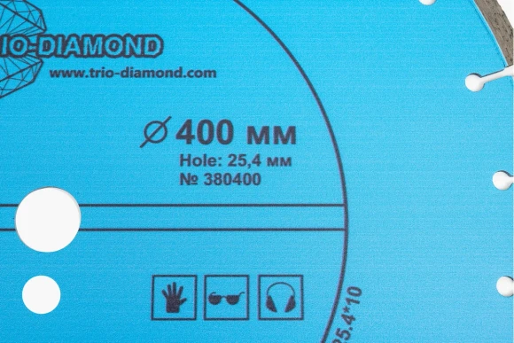 Диск алмазный по железобетону 400 х 3.5 х 25.4мм, сегментный, сухой/мокрый, Laser Trio TRIO-DIAMOND Диск алмазный по железобетону 400 х 3.5 х 25.4мм, сегментный, сухой/мокрый, Laser Trio TRIO-DIAMOND