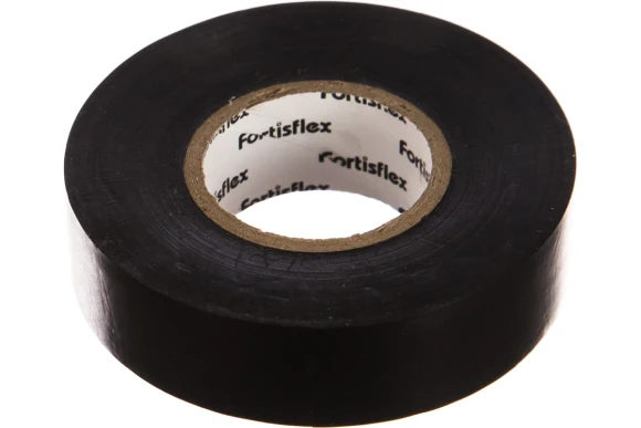 Изолента чёрная ПВХ 20м, ширина 19мм, толщина 0.15мм, FORTISFLEX