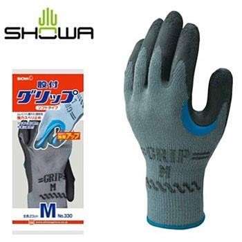 Перчатки SHOWA  330 Showa Grip.сер./чёрн/синий .облив ладонь размер- L