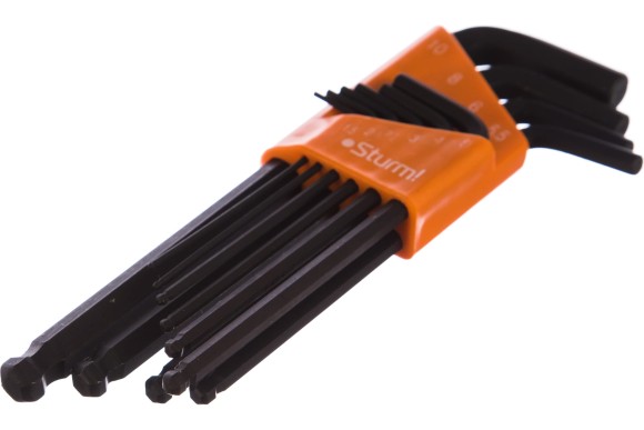 Набор ключей HEX 1.5-10мм длинные с шаровым. 10шт.Sturm! Набор ключей HEX 1.5-10мм длинные с шаровым. 10шт.Sturm!