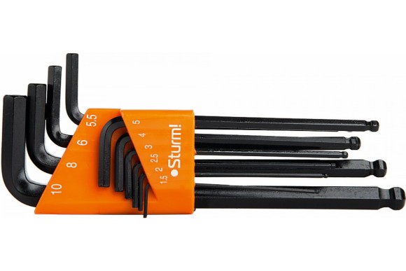 Набор ключей HEX 1.5-10мм длинные с шаровым. 10шт.Sturm! Набор ключей HEX 1.5-10мм длинные с шаровым. 10шт.Sturm!