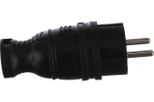 Вилка каучуковая прямая ЭРА V8 16A с заземл. чёрная IP44