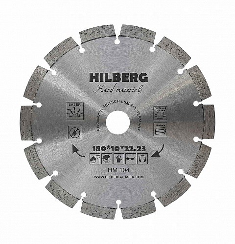 Диск алмазный 180 х 2.5 х 22,2 мм железобетон сегментный  сухой/мокрый Laser  HILBERG