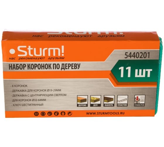 Набор коронок по дер.19 - 64мм, 11шт.Sturm! Набор коронок по дер.19 - 64мм, 11шт.Sturm!