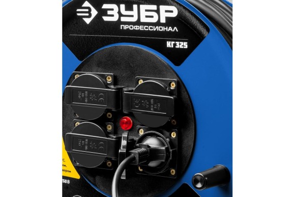 Удлинитель КГ 325 50м на катушк 4 роз.4,0кВт(16А),КГ 3*2,5мм, ЗУБР