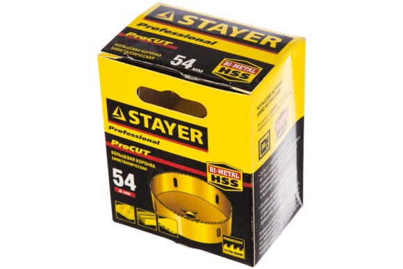 Коронка биметаллическая 54мм, металл/дерево, ProCUT STAYER Коронка биметаллическая 54мм, металл/дерево, ProCUT STAYER