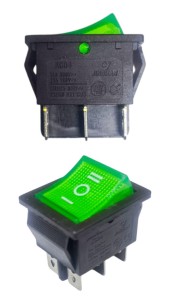 Переключатель KCD4-101/DN 220v нейтраль зеленый (365з) 16A 250V  20A 125V