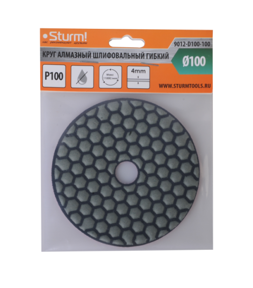 Круг амазный гибкий сухой 100мм Р100 ЧЕРЕПАШКА  Sturm