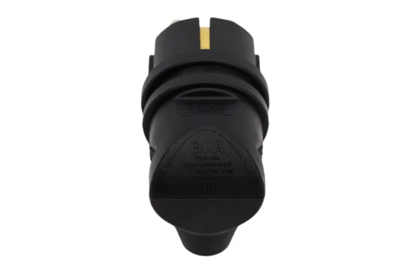 Вилка каучуковая угловая ЭРА 16A с заземл.чёрная  IP44