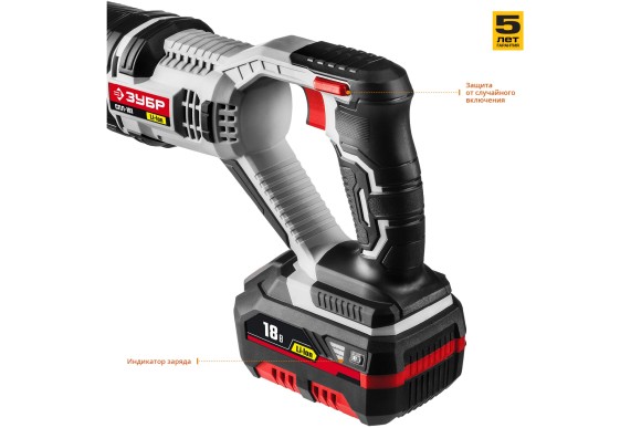 Пила сабельная ЗУБР СПЛ-181, 18В Li-ion 3Ач*1шт,180/12мм,0-2600о/мин Пила сабельная ЗУБР СПЛ-181, 18В Li-ion 3Ач*1шт,180/12мм,0-2600о/мин
