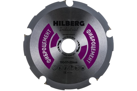 Диск пильный по фиброцементу 190 х 30мм, 5Т, HC190 HILBERG Диск пильный по фиброцементу 190 х 30мм, 5Т, HC190 HILBERG