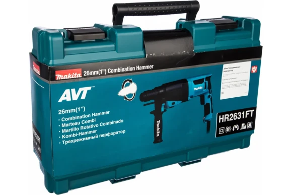 Перфоратор MAKITA HR2631FT, 800Вт, 2.7Дж, SDS+, 26мм, 0-1200об/мин, +патрон, в кейсе Перфоратор MAKITA HR2631FT, 800Вт, 2.7Дж, SDS+, 26мм, 0-1200об/мин, +патрон, в кейсе