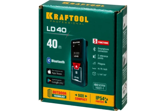 Лазерный дальномер KRAFTOOL,LD-40 (0,05 - 40 м, точность ±1.5 мм.),34763 Лазерный дальномер KRAFTOOL,LD-40 (0,05 - 40 м, точность ±1.5 мм.),34763
