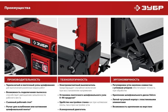 Станок шлифовальный тарельчато-ленточный ЗУБР СШЛ-550, 550Вт, 150мм, лента 100*915мм, 2980об/мин Станок шлифовальный тарельчато-ленточный ЗУБР СШЛ-550, 550Вт, 150мм, лента 100*915мм, 2980об/мин