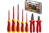 Набор диэлектрич. губцевого инструмента+отвёртки, 7пр ЗУБР Набор диэлектрич. губцевого инструмента+отвёртки, 7пр ЗУБР