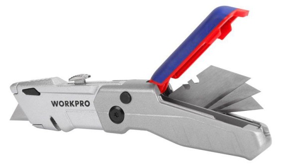 Нож складной/выкидной+3лезвия-61*19мм WORKPRO	