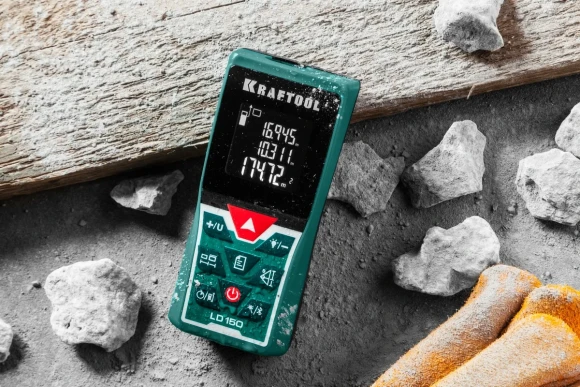 Лазерный дальномер KRAFTOOL,LD-150 (0,05 - 150 м, точность ±1.5 мм.),34767