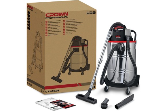 Пылесос промышленный CROWN CT42028,1400Вт, 60 л Пылесос промышленный CROWN CT42028,1400Вт, 60 л