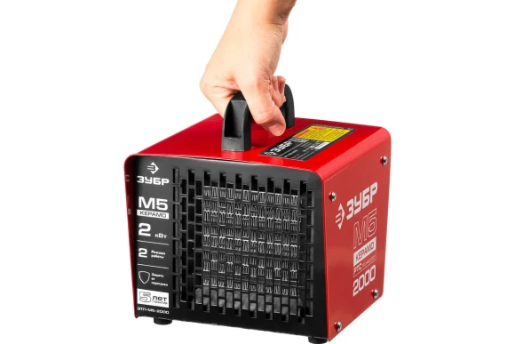 Тепловая пушка электрическая ЗУБР ЗТП-М5-2000, 2кВт, 220/230В, 25м?, 120м?/ч Тепловая пушка электрическая ЗУБР ЗТП-М5-2000, 2кВт, 220/230В, 25м?, 120м?/ч