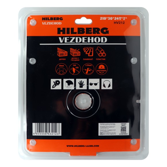 Диск пильный по дереву 210 х 30мм, 24Т, HV212 Vezdehod HILBERG Диск пильный по дереву 210 х 30мм, 24Т, HV212 Vezdehod HILBERG