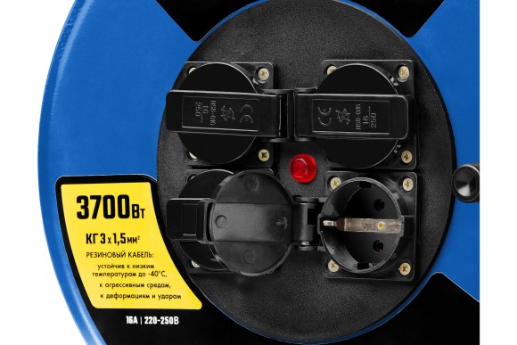 Удлинитель на катушке ЗУБР КГ 315, 20м, 3.7кВт, 220В, 4 розетки, КГ 3х1.5мм? Удлинитель на катушке ЗУБР КГ 315, 20м, 3.7кВт, 220В, 4 розетки, КГ 3х1.5мм?