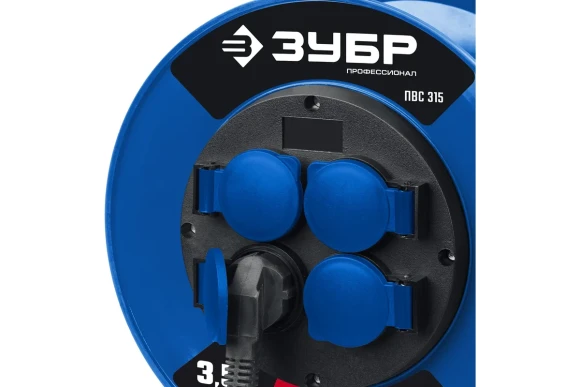 Удлинитель на катушке ЗУБР ПВС 315, 50м, 3.5кВт, 220В, 4 розетки, ПВС 3х1.5мм? Удлинитель на катушке ЗУБР ПВС 315, 50м, 3.5кВт, 220В, 4 розетки, ПВС 3х1.5мм?