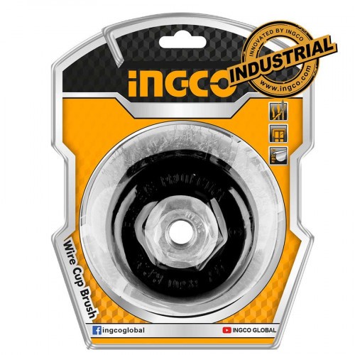 Щетка для УШМ 100мм,М14 карцовка латунь "чашка"INGCO ,WB11005 INDUSTRIAL
