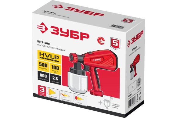 Краскопульт электрич. ЗУБР КПЭ-500, 500Вт, 800мл, сопло 2.6мм, 100DIN, в коробке Краскопульт электрич. ЗУБР КПЭ-500, 500Вт, 800мл, сопло 2.6мм, 100DIN, в коробке