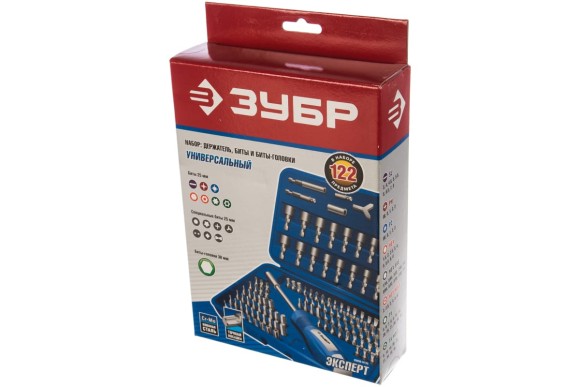 Набор бит Зубр ЭКСПЕРТ УНИВЕРСАЛ, Cr-Mo, 122 предмета, в боксе 26096-H122 Набор бит Зубр ЭКСПЕРТ УНИВЕРСАЛ, Cr-Mo, 122 предмета, в боксе 26096-H122
