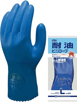 Перчатки SHOWA 650 Vinilove резина синий/ткань бел. размер- М