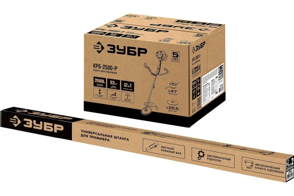 Триммер бензиновый ЗУБР КРБ-250, 600Вт/0.82л.с, 25.4см?, 8500об/мин, 2х-тактный, диск/катушка Триммер бензиновый ЗУБР КРБ-250, 600Вт/0.82л.с, 25.4см?, 8500об/мин, 2х-тактный, диск/катушка