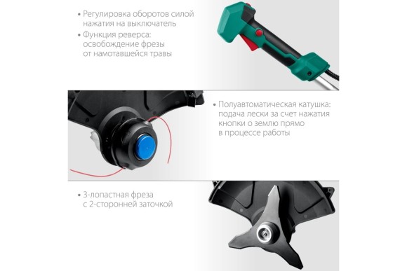 Триммер аккумуляторный ЗУБР ТАБ-365-22, 36В, 2мм, 255*25,4мм, 7000об/мин, АКБ 2-шт (2А*ч) 